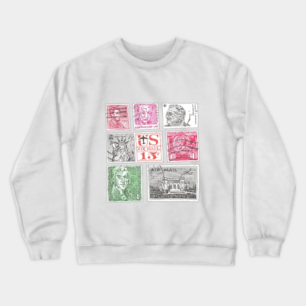 American Stamps Crewneck Sweatshirt by marianasantosart